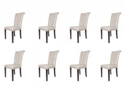 8x Chairs Chair Set Armchair Design Upholstery Leather Textile Dining Living Room